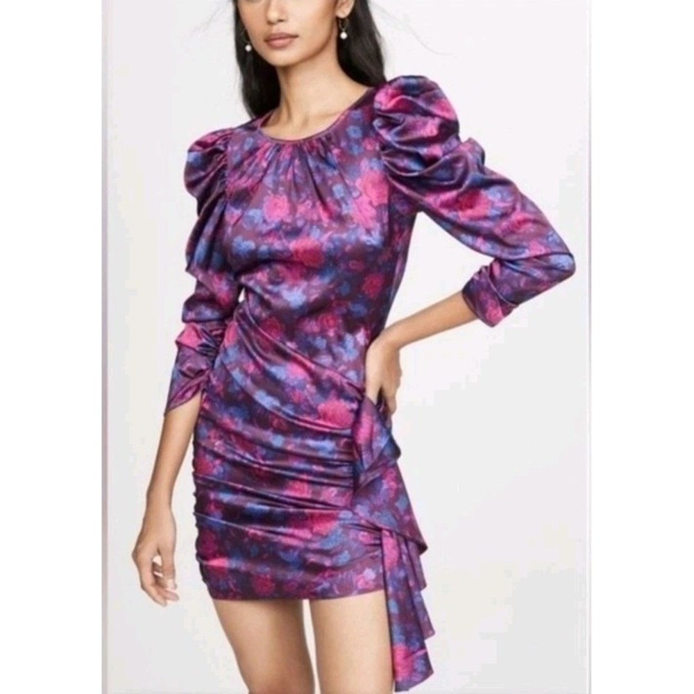 For Love & Lemons Endless Mini Dress Puff Sleeve Bodycon Size Large